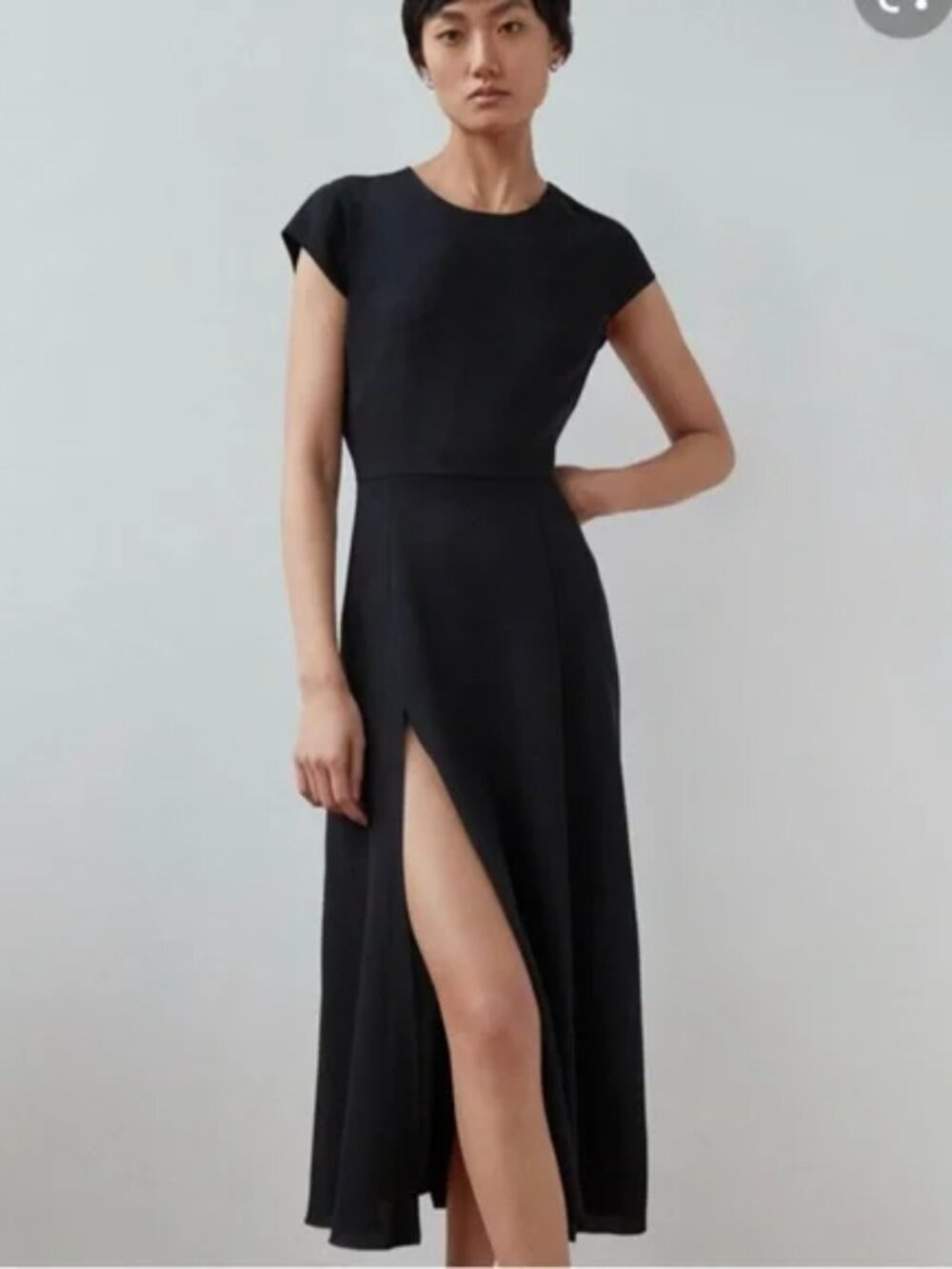 Babaton Hamptons Midi Dress – Black | Open Back | Slit | Size 6